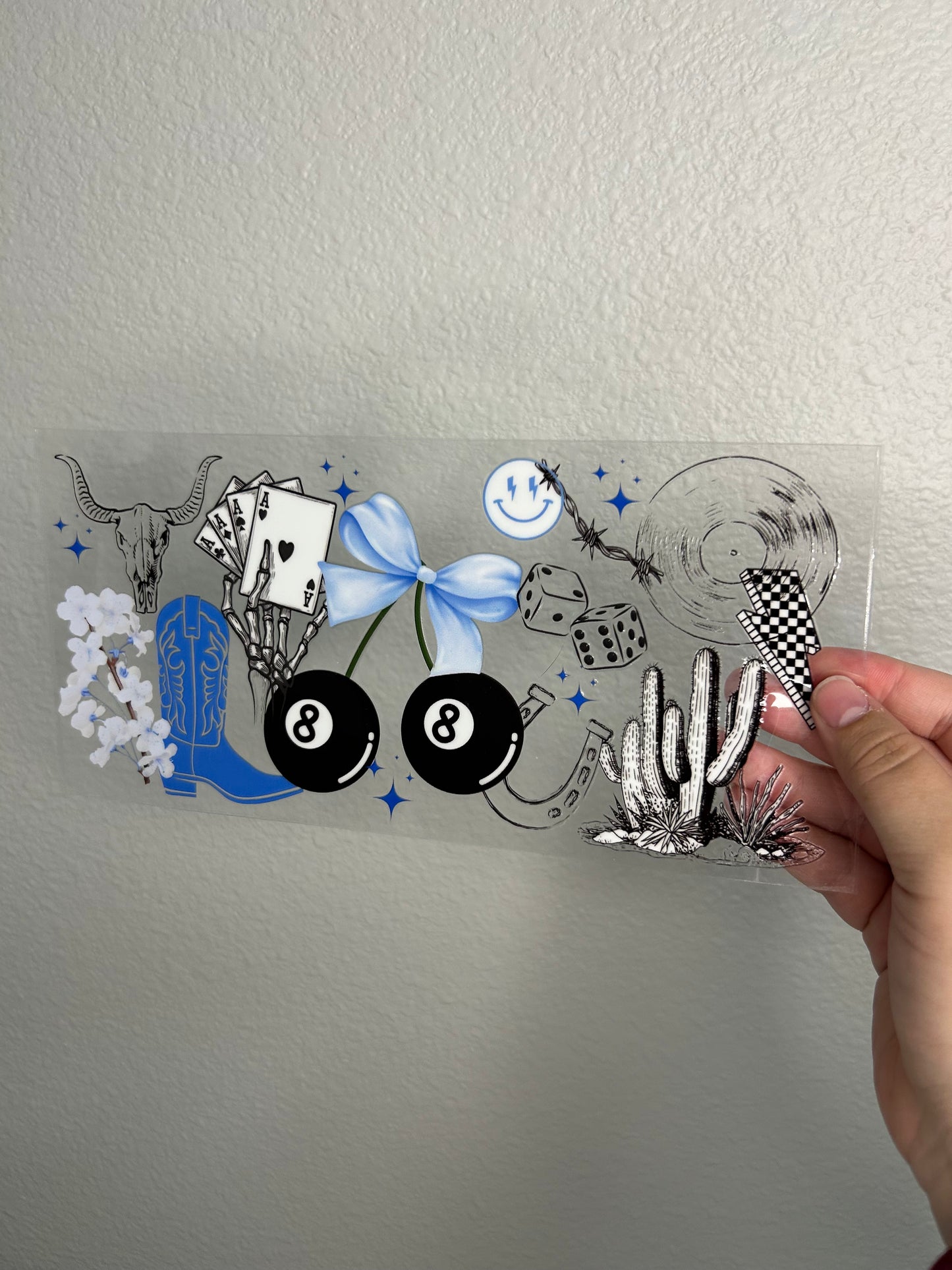 Blue 8ball cherries cup wrap
