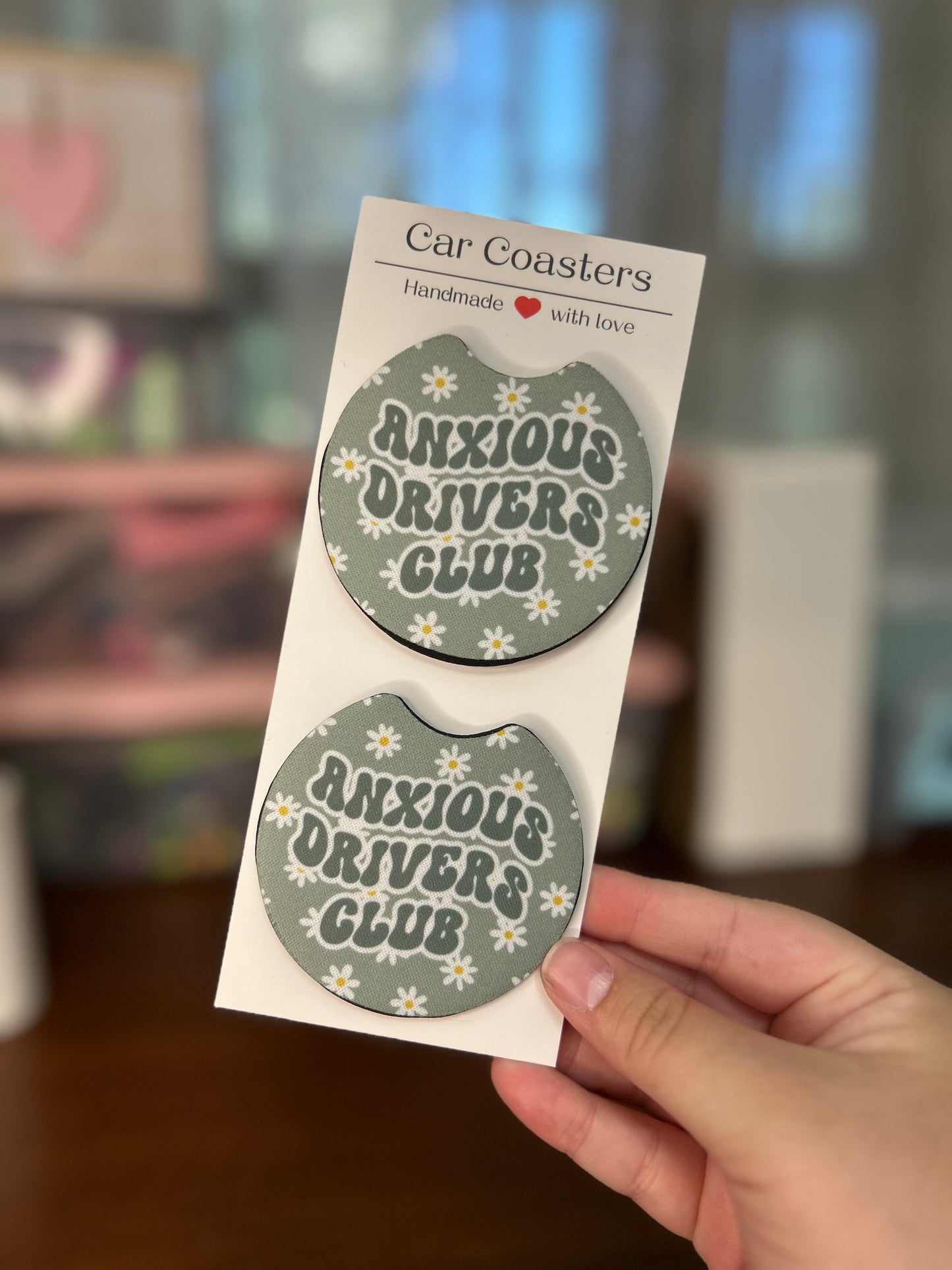 Anxious Drivers Club Sublimation Car Coasters - Set of 2