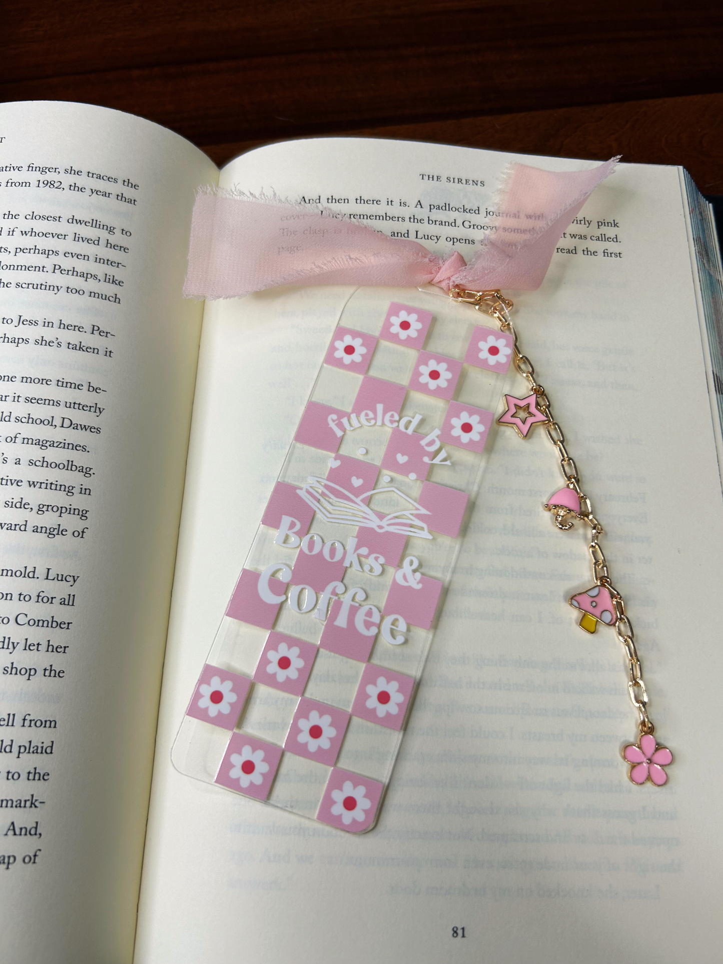 Fueled by Books and Coffee Acrylic Charm Bookmark