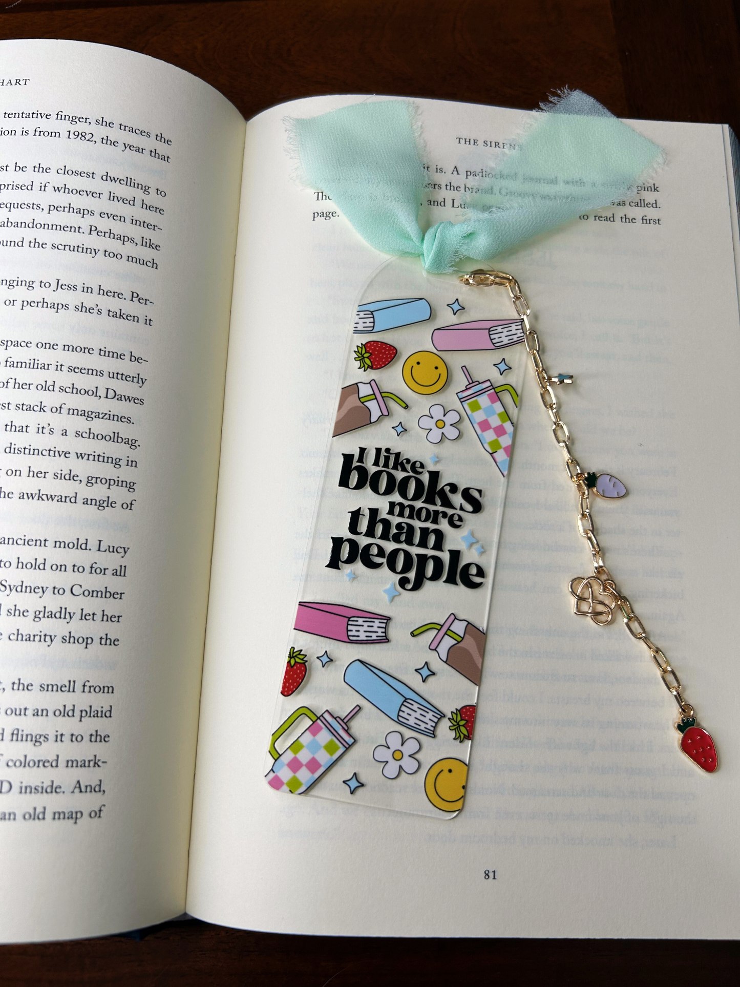 I Like Books More Than People Acrylic Charm Bookmark