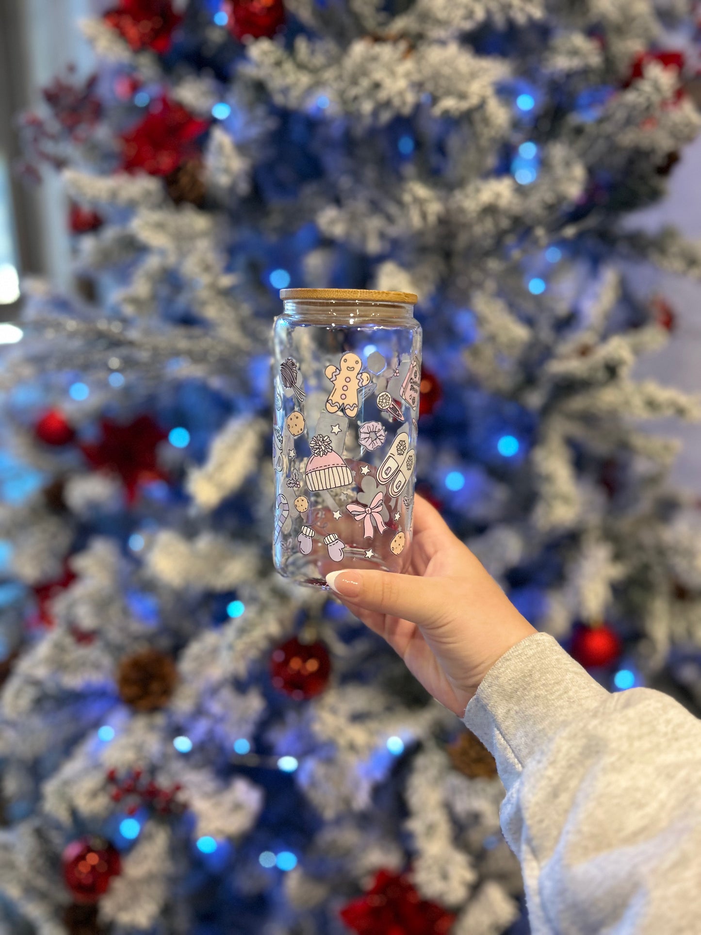 Purple Coquette Christmas 16 OZ Glass Cup