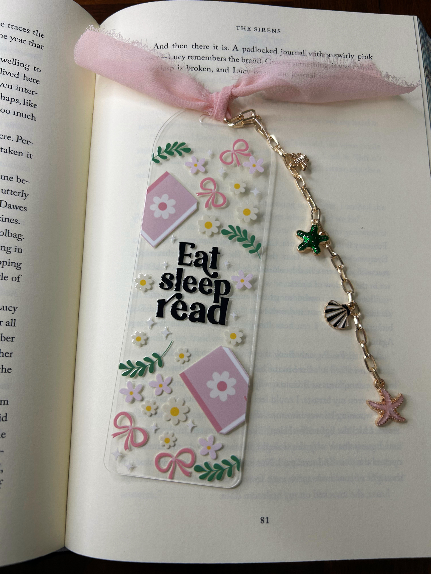 Eat Sleep Read Acrylic Charm Bookmark