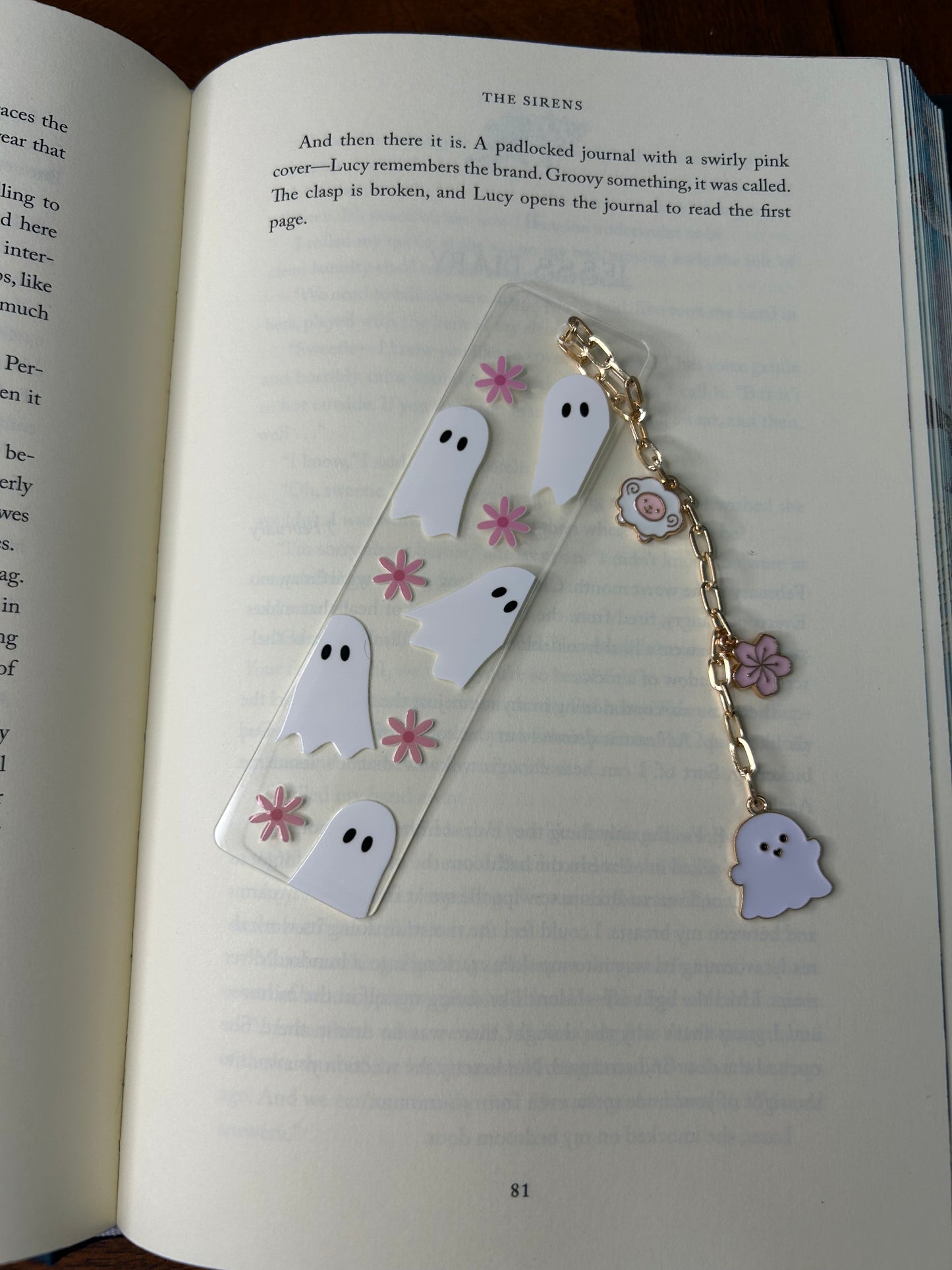 Cute ghosts and flowers acrylic charm bookmark