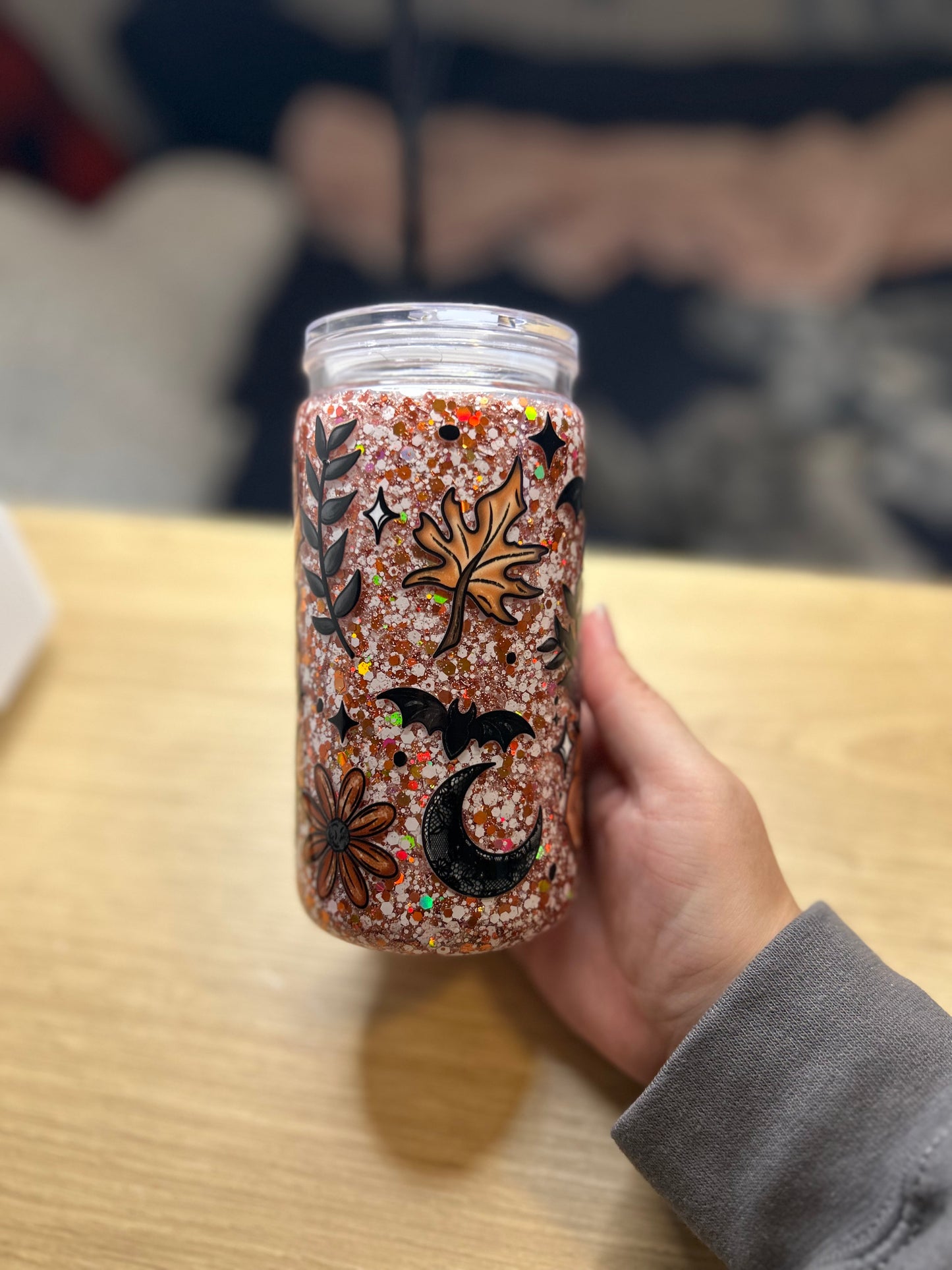 Ghost & Flowers 16 OZ Acrylic Snowglobe Tumbler