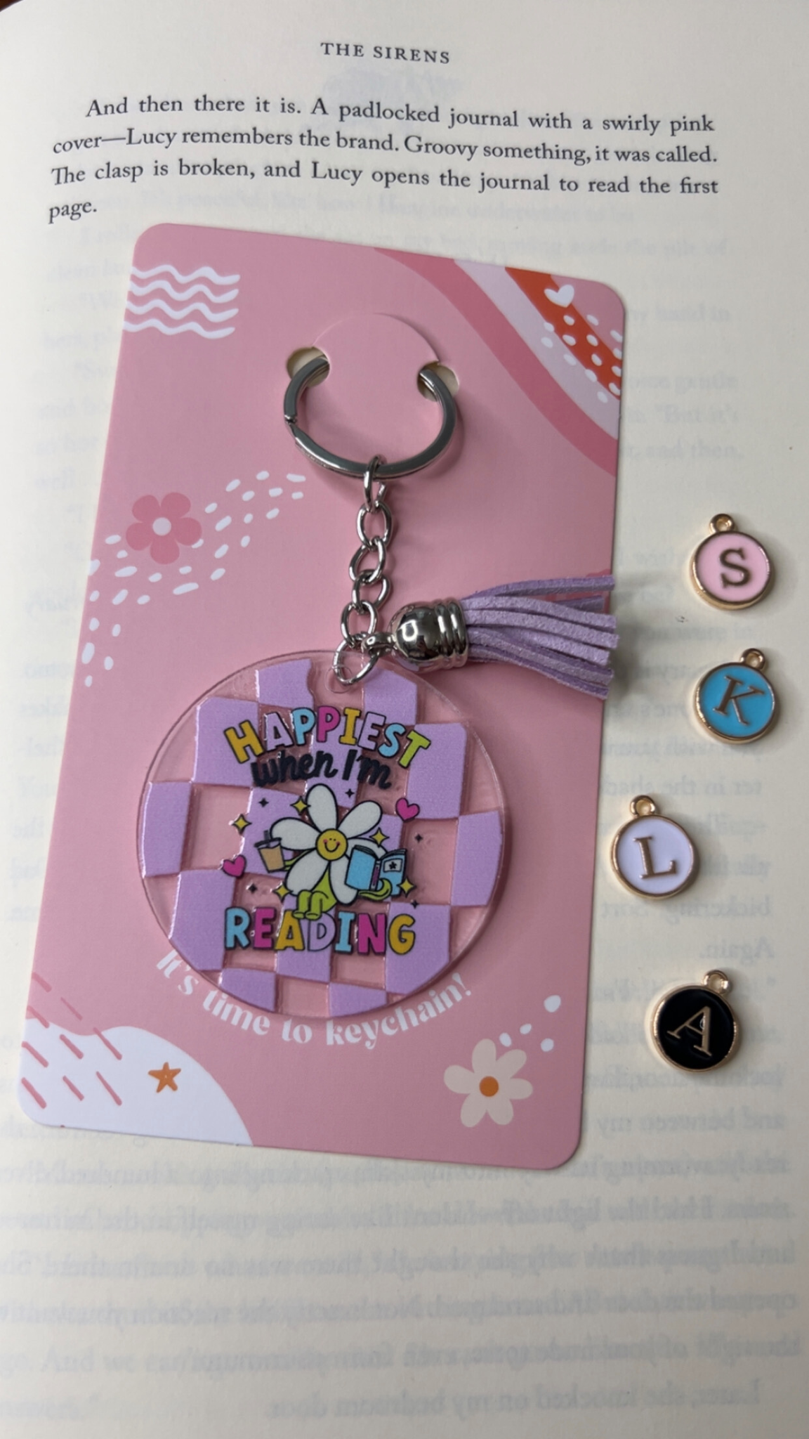 Happiest When I'm Reading Acrylic Tassel Keychain