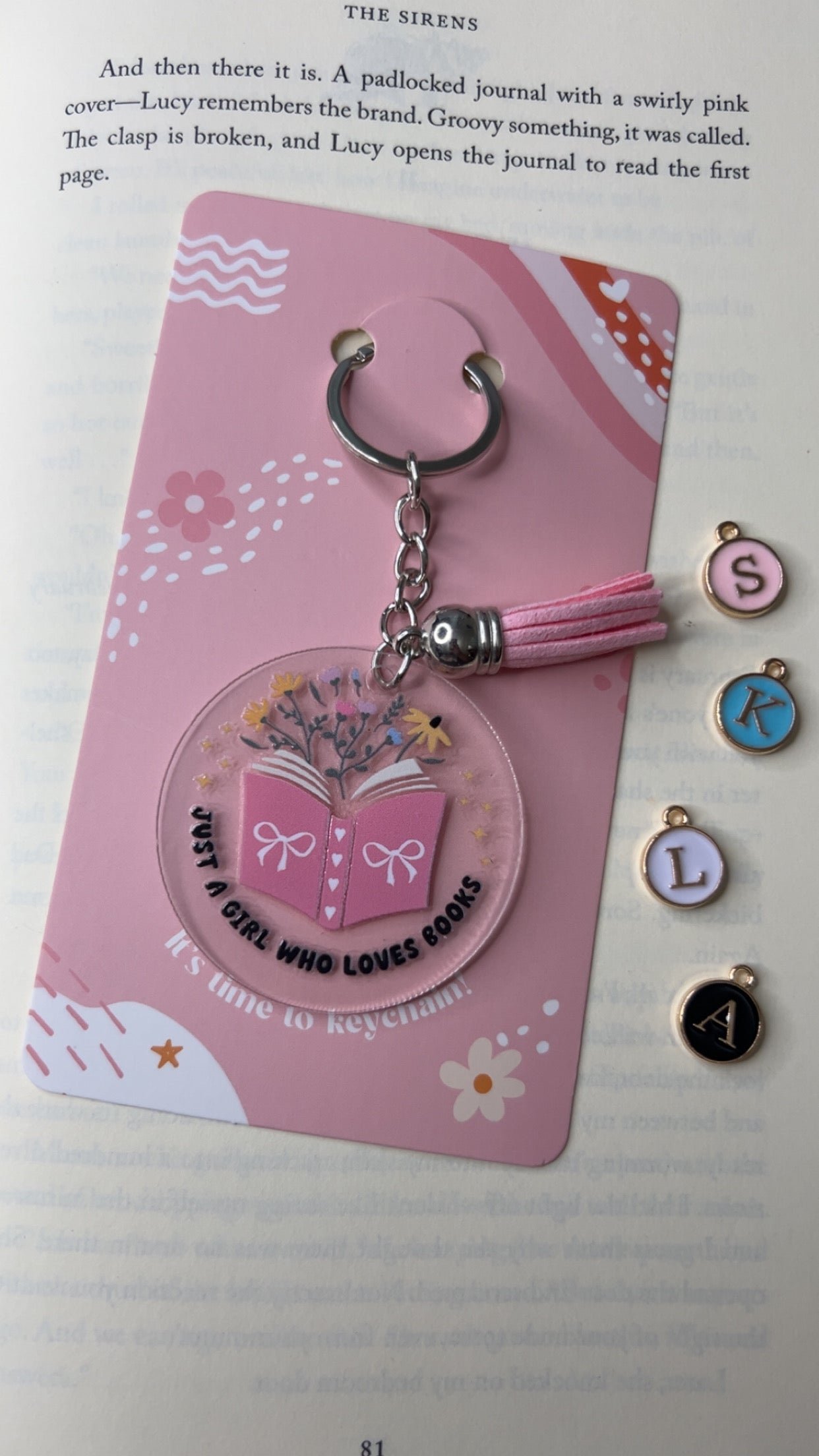Just a Girl Who Loves Books Acrylic Tassel Keychain