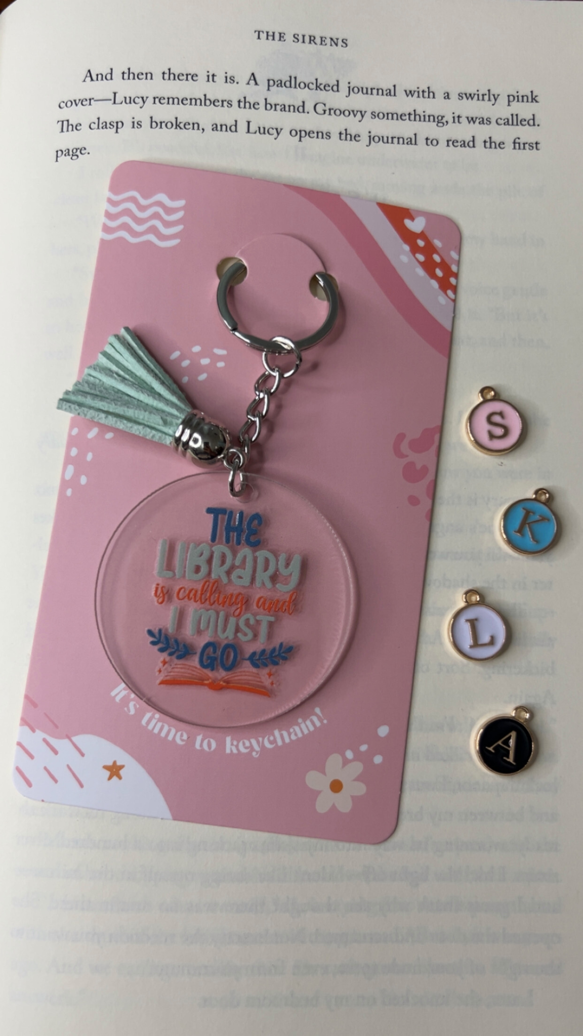 The Library is Calling and I Must Go Acrylic Tassel Keychain