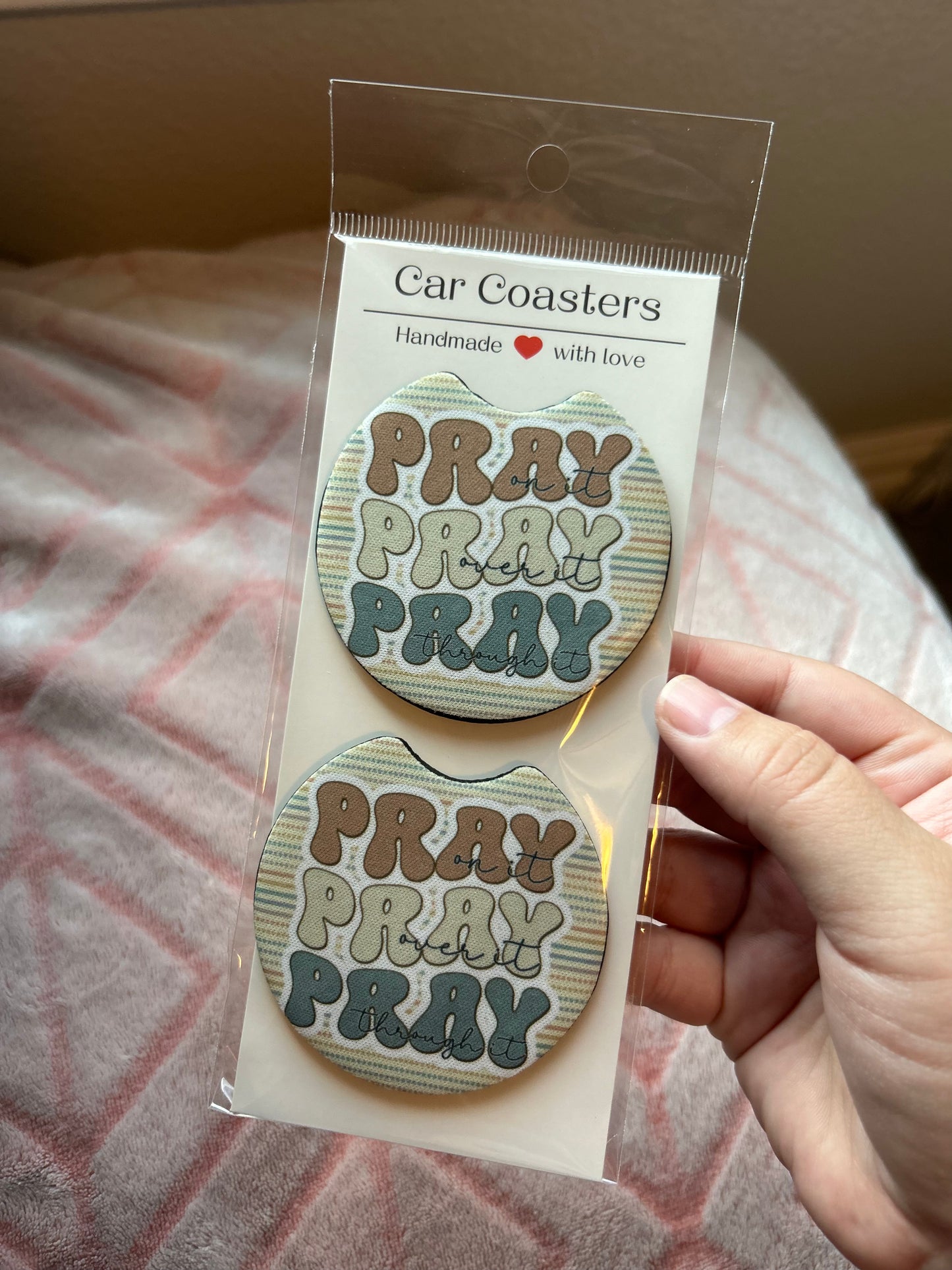 Pray On It Car Coasters - Set of 2