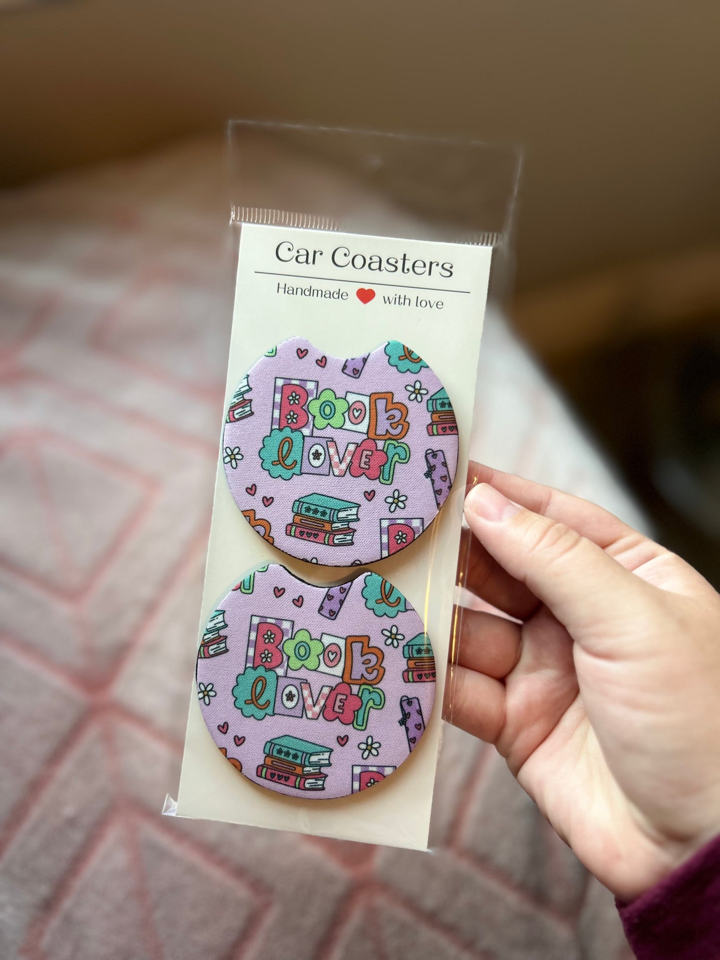 Book Lover Car Coasters - Set of 2