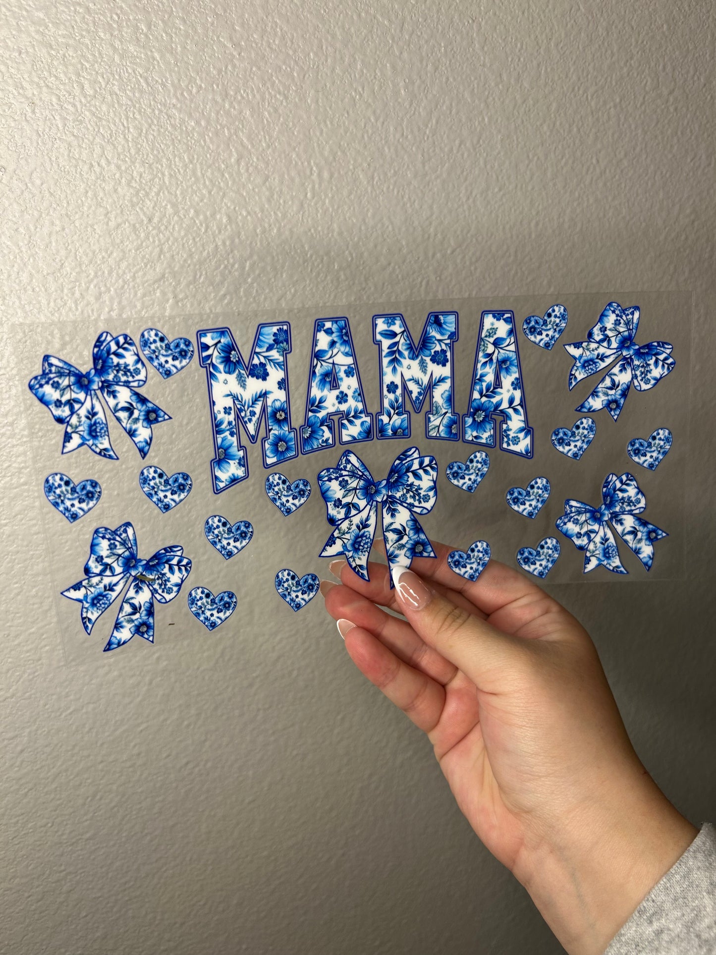 Blue Bows Mama Cup Wrap