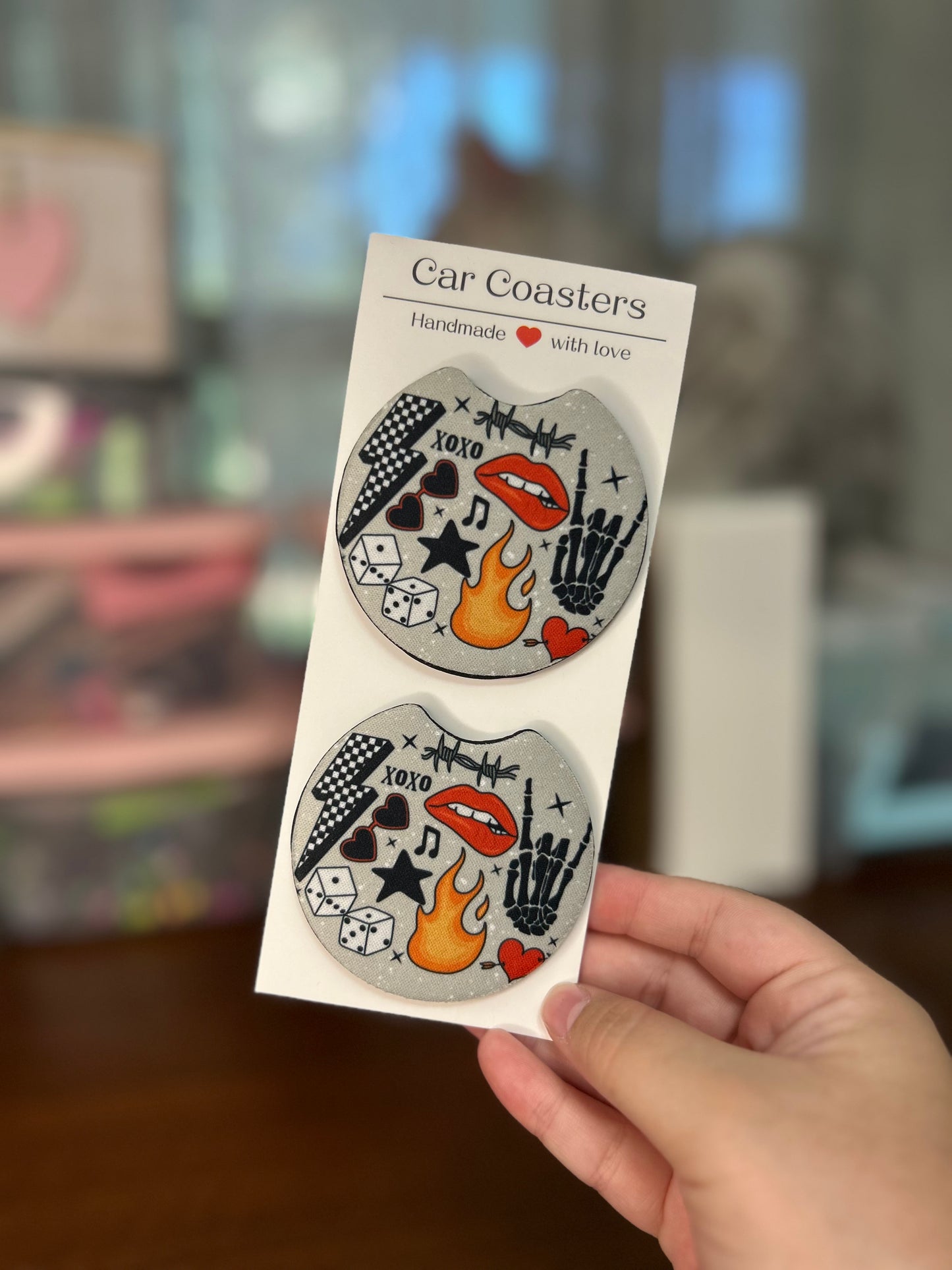 Rock & Roll Sublimation Car Coasters - Set of 2