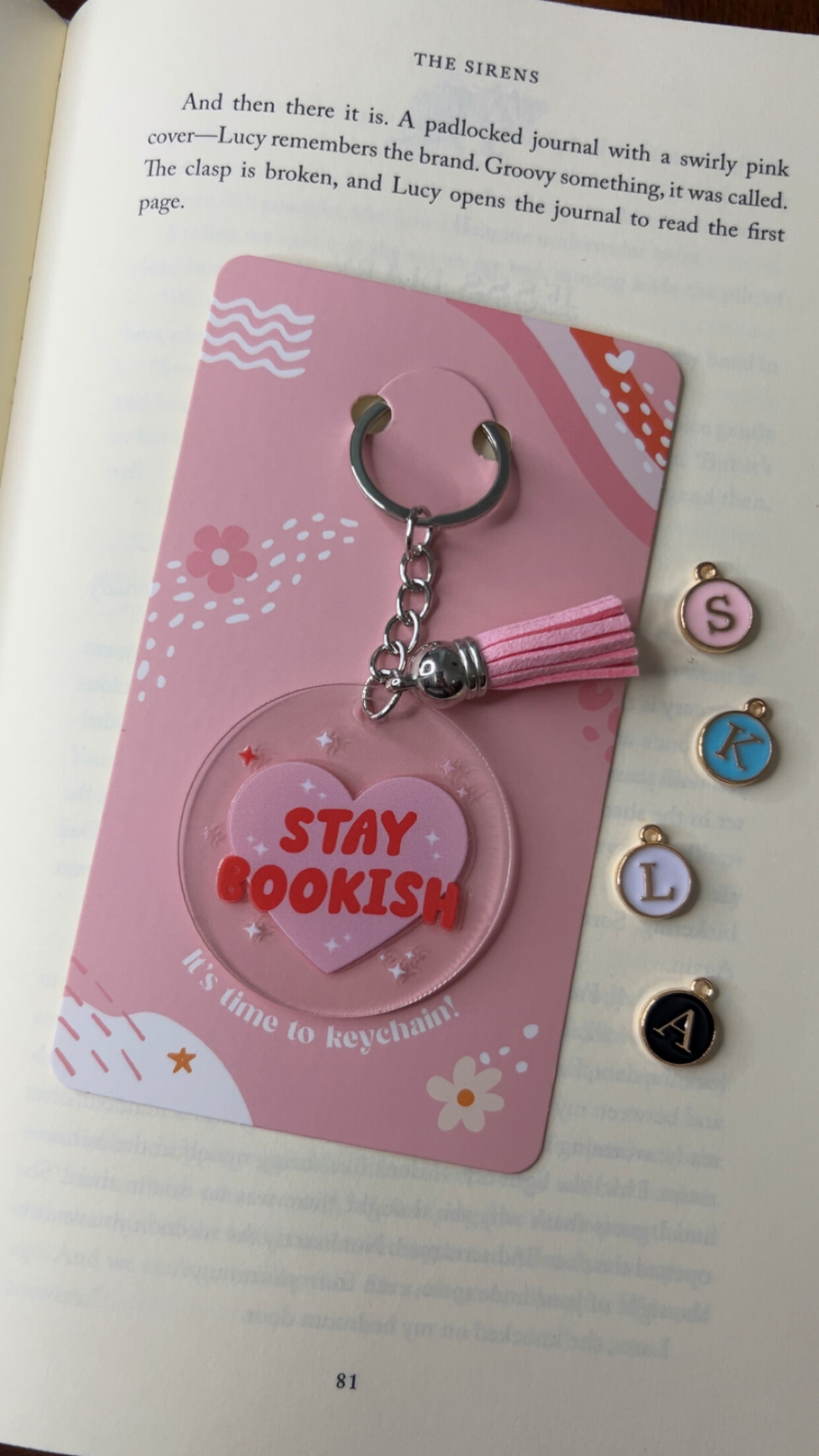 Stay Bookish Acrylic Tassel Keychain