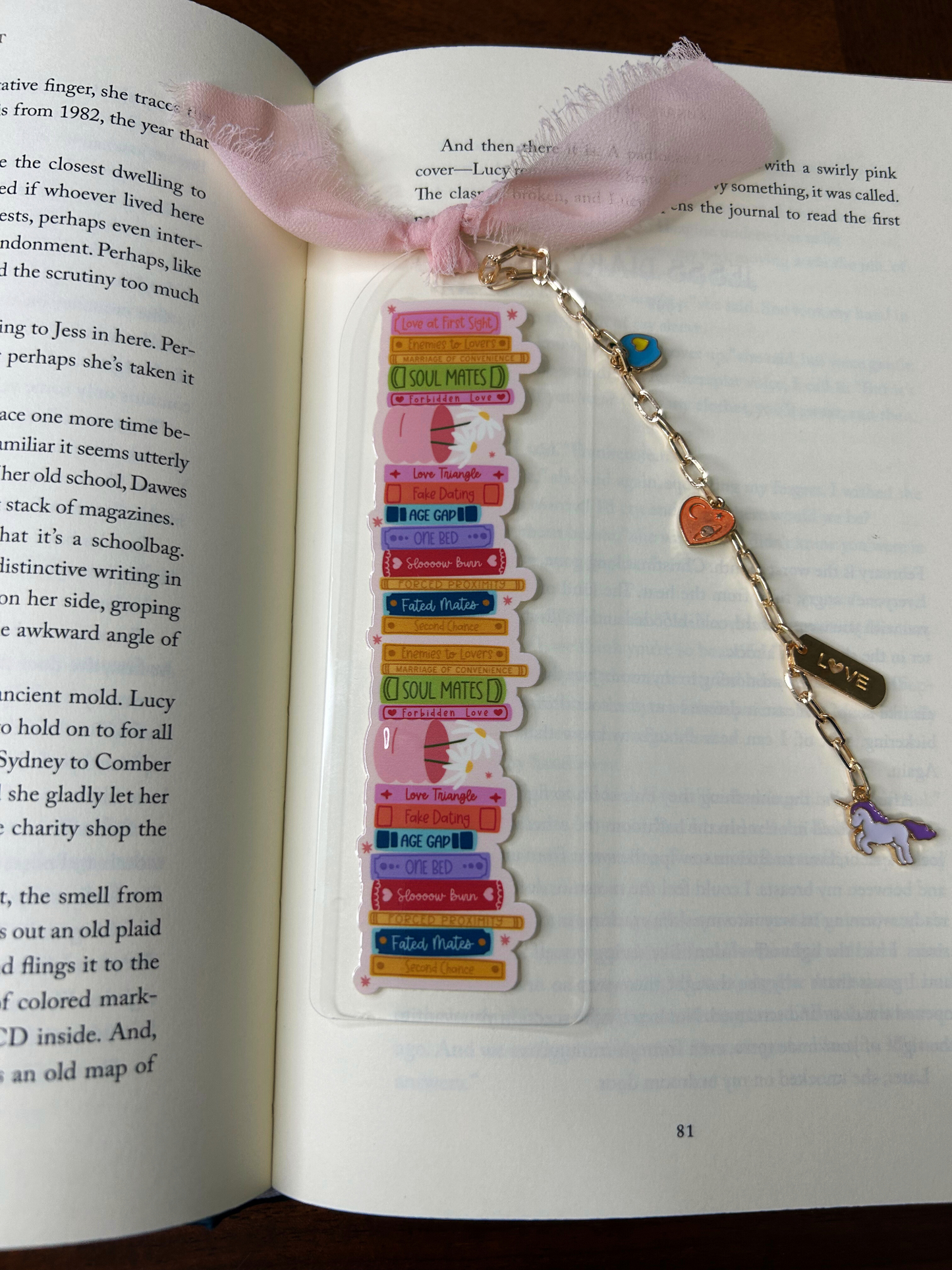 Book Tropes Acrylic Charm Bookmark