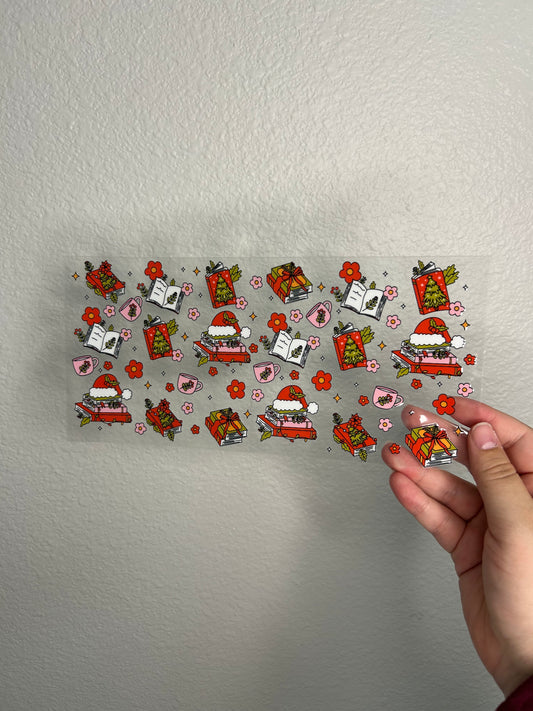 Floral Christmas Books Cup Wrap