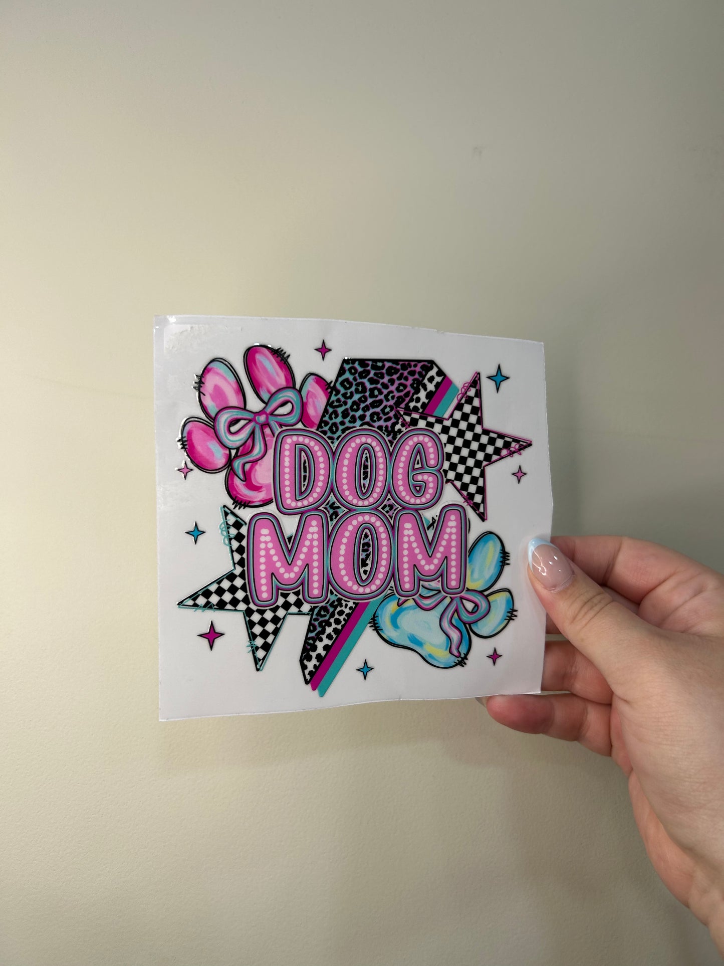 Checkered Dog Mom Decal