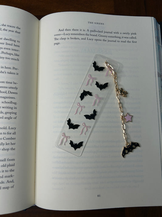 Bats and Bows Acrylic Charm Bookmark