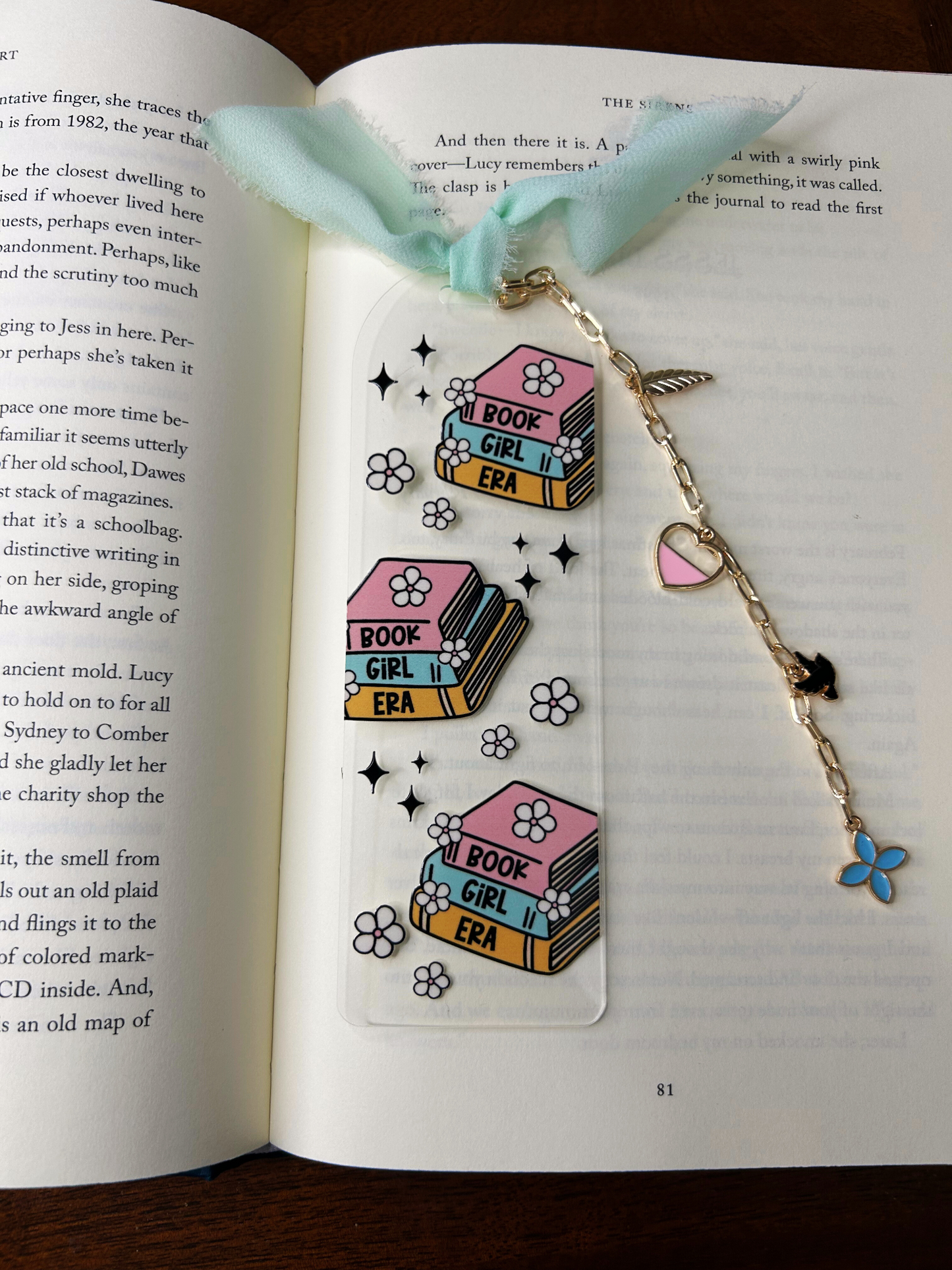 Book Girl Era Acrylic Charm Bookmark