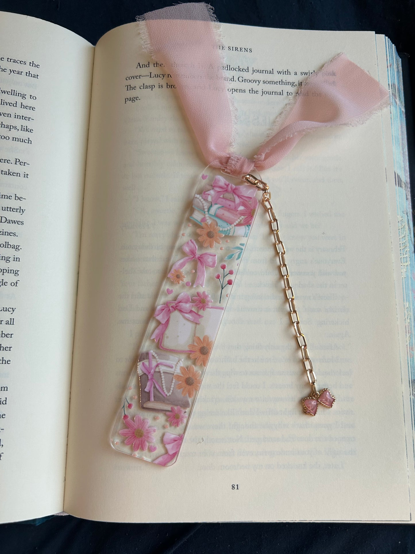 Pink Floral Books Bookmark