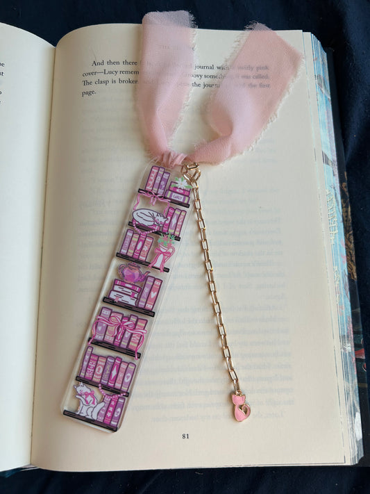 Pink Bookshelf Bookmark