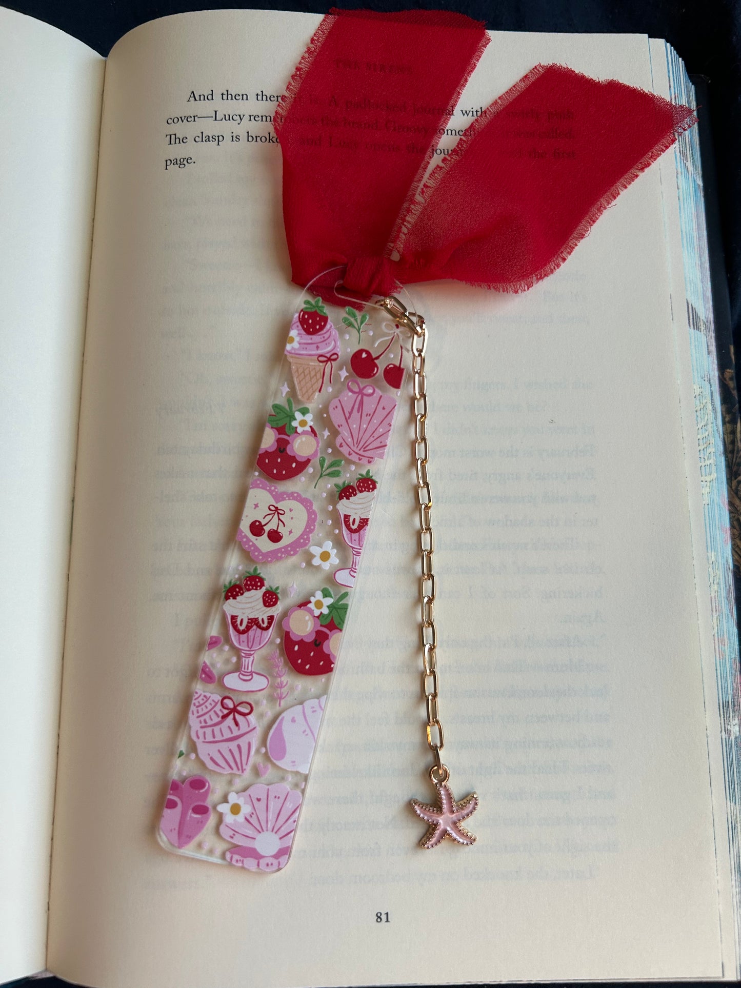 Girly Strawberries Bookmark