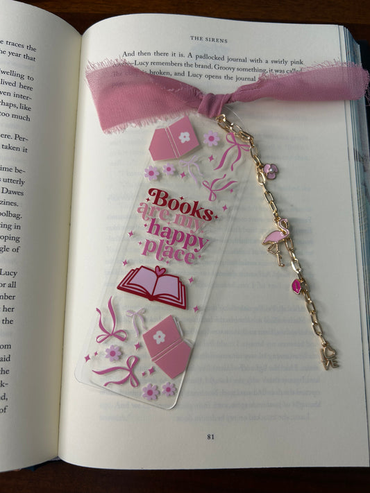 Books are my Happy Place Acrylic Charm Bookmark