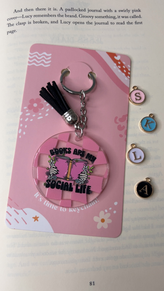 Books are my Social Life Acrylic Tassel Keychain
