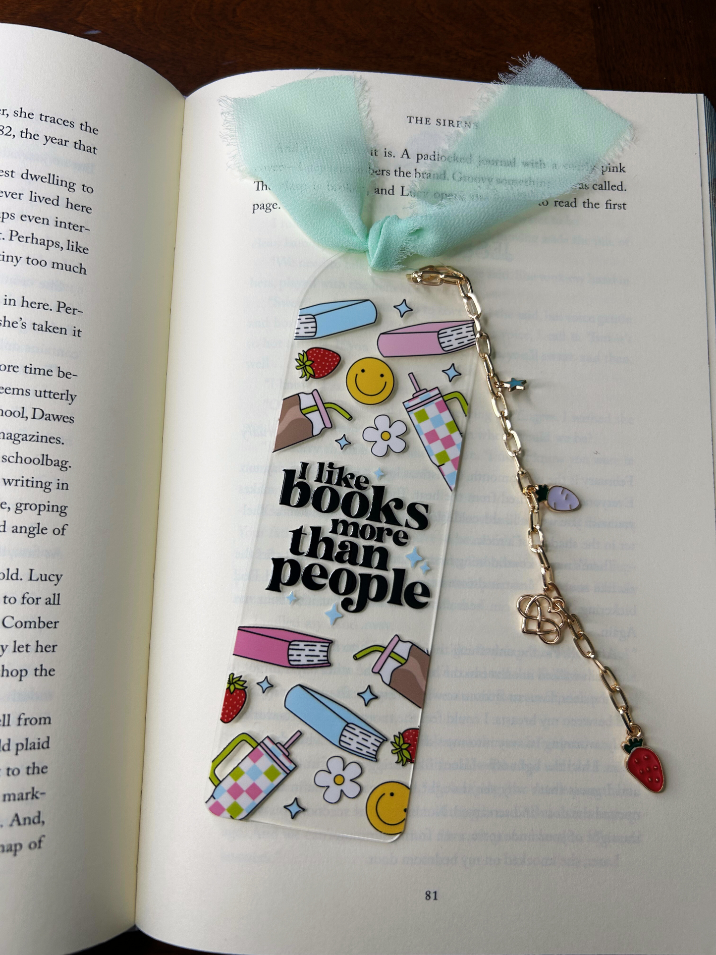 I Like Books More Than People Acrylic Charm Bookmark