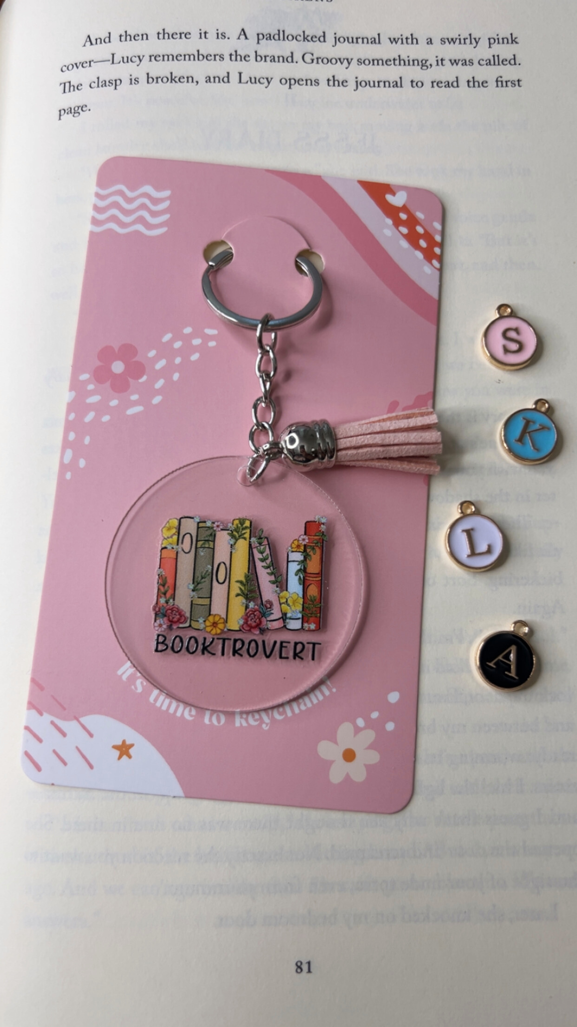 Booktrovert Acrylic Tassel Keychain