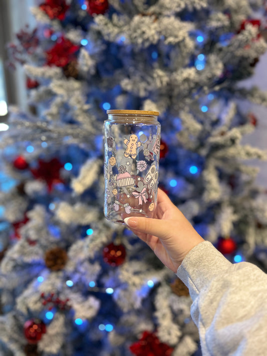Purple Coquette Christmas 16 OZ Glass Cup