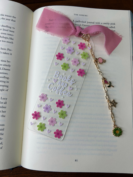 Books and Coffee Acrylic Charm Bookmark