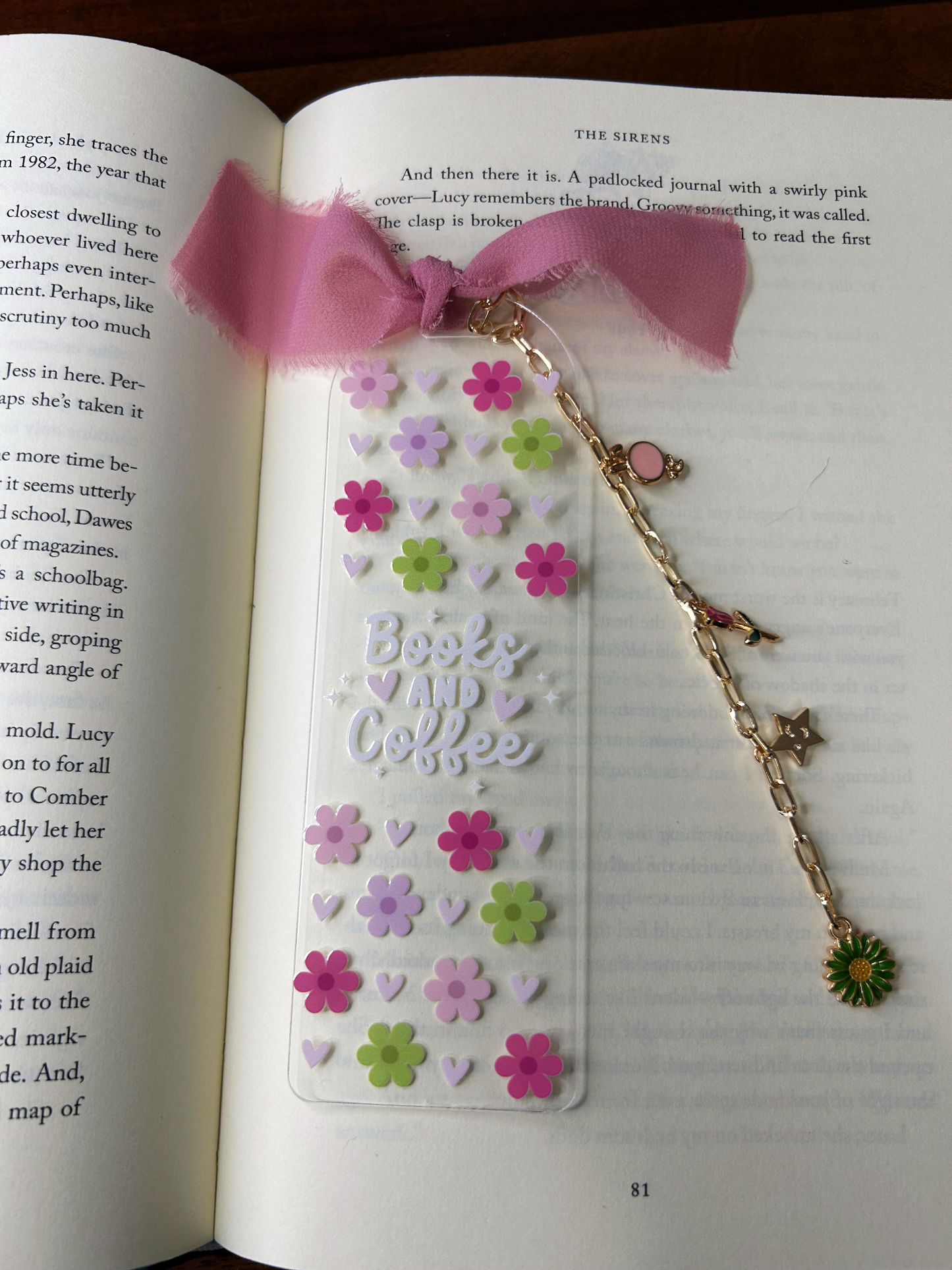 Books and Coffee Acrylic Charm Bookmark