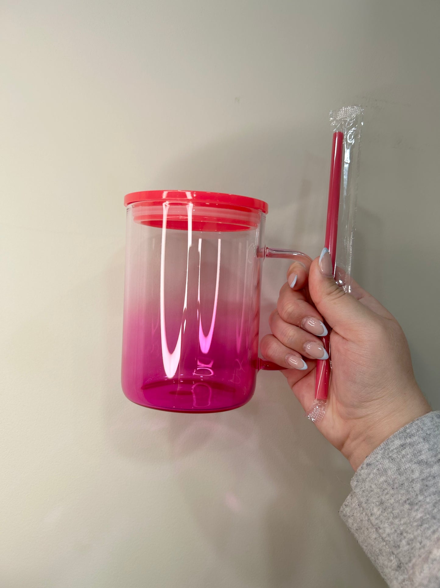16 OZ Colored Glass Mug with Handle