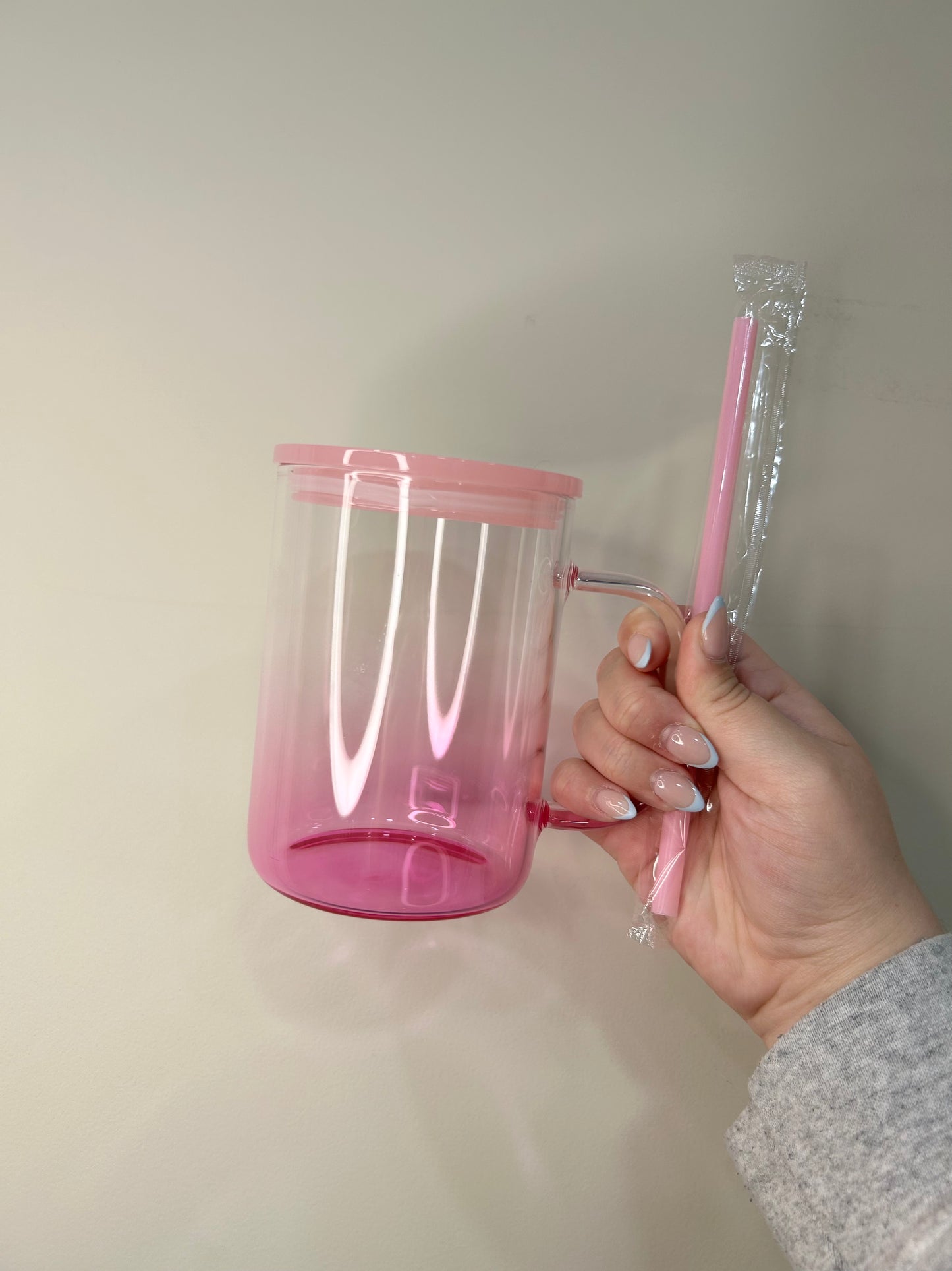 16 OZ Colored Glass Mug with Handle