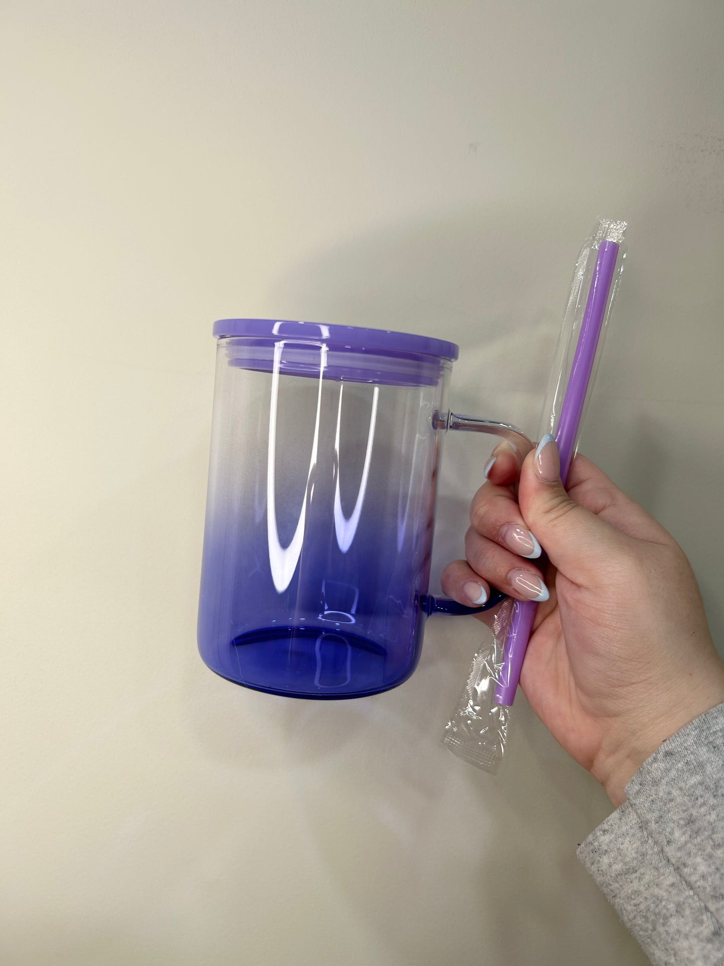 16 OZ Colored Glass Mug with Handle
