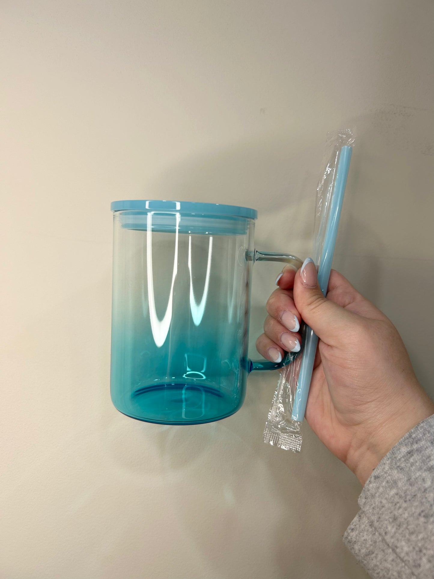 16 OZ Colored Glass Mug with Handle