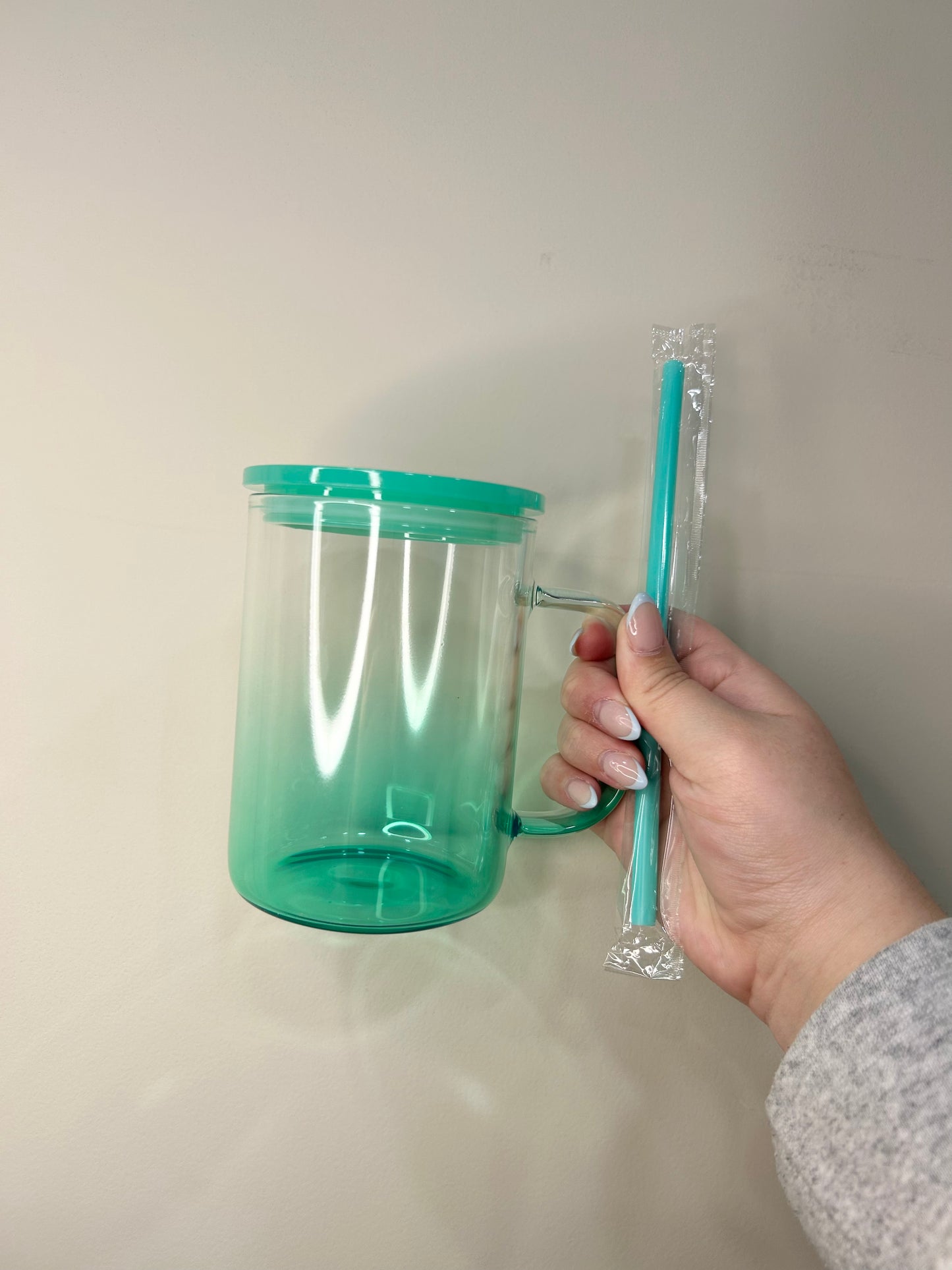 16 OZ Colored Glass Mug with Handle