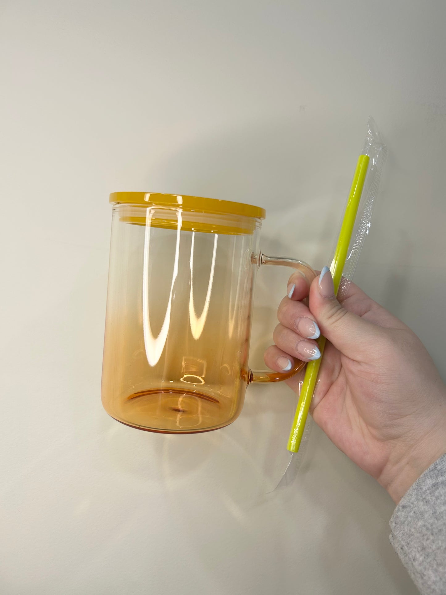 16 OZ Colored Glass Mug with Handle