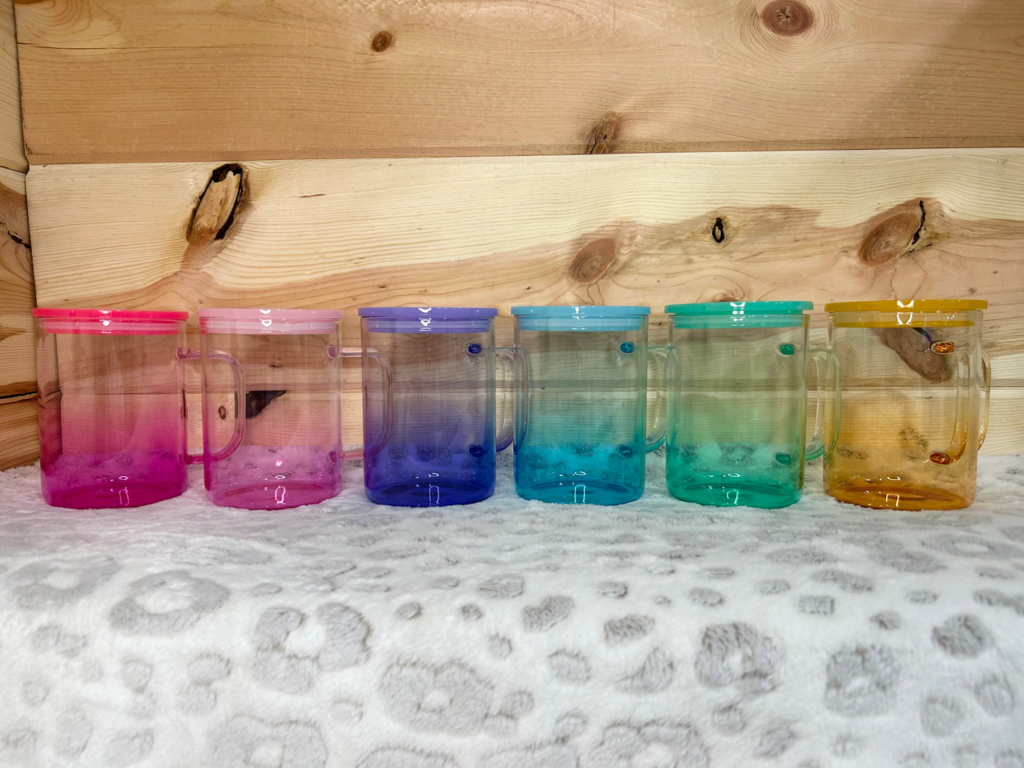 16 OZ Colored Glass Mug with Handle