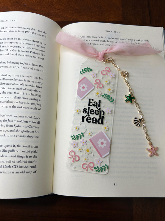 Eat Sleep Read Acrylic Charm Bookmark