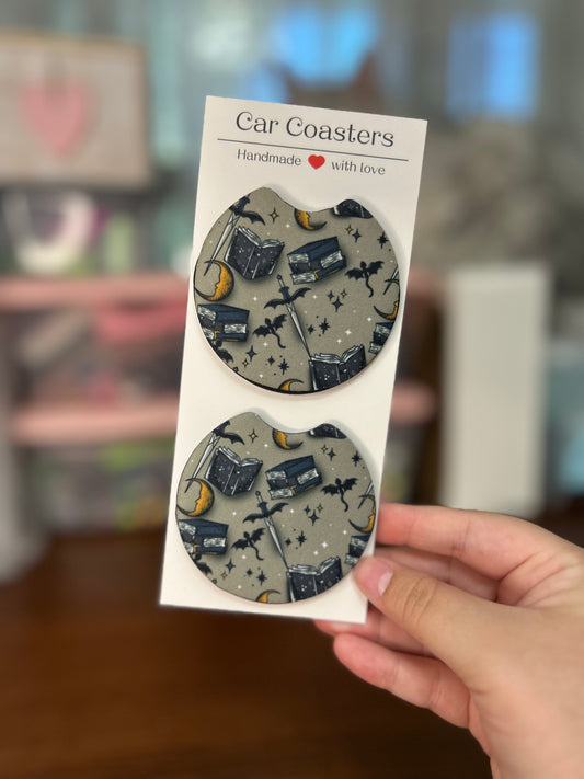 Fantasy Reader Sublimation Car Coasters - Set of 2