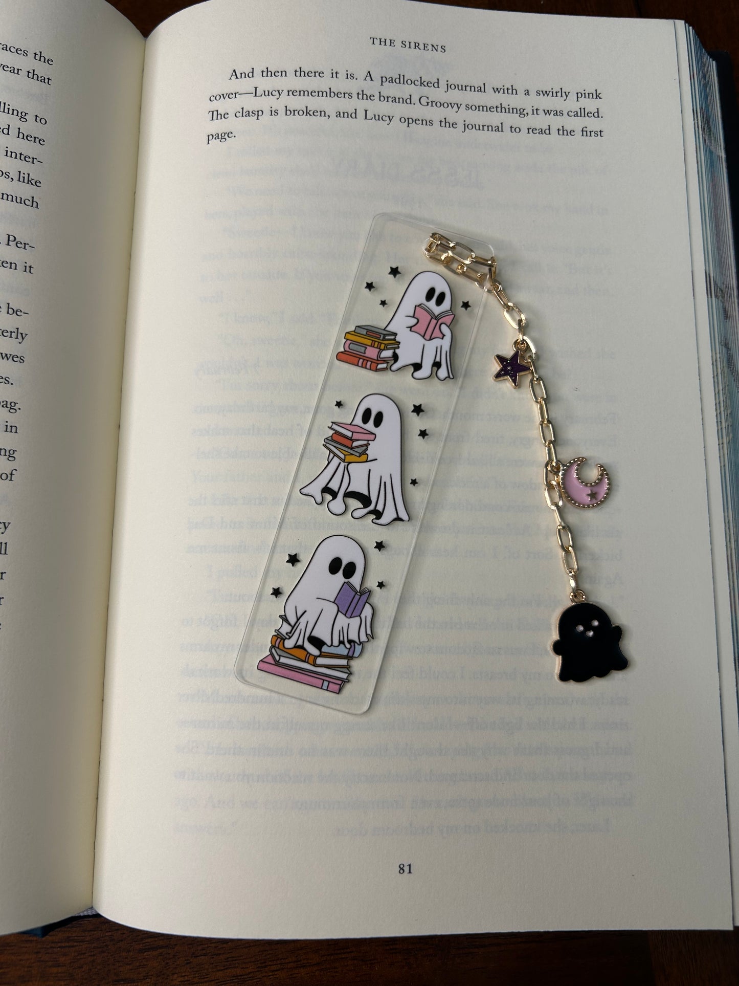 Ghost and Books Acrylic Charm Bookmark