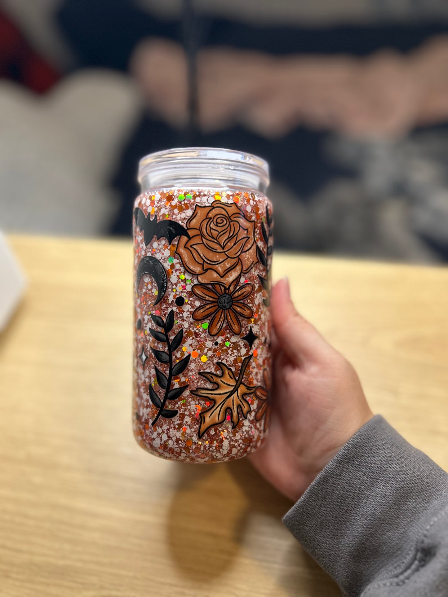 Ghost & Flowers 16 OZ Acrylic Snowglobe Tumbler