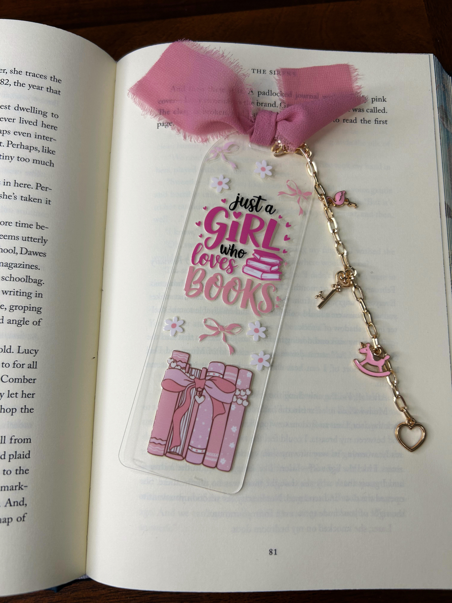 Just a Girl Who Loves Books Acrylic Charm Bookmark