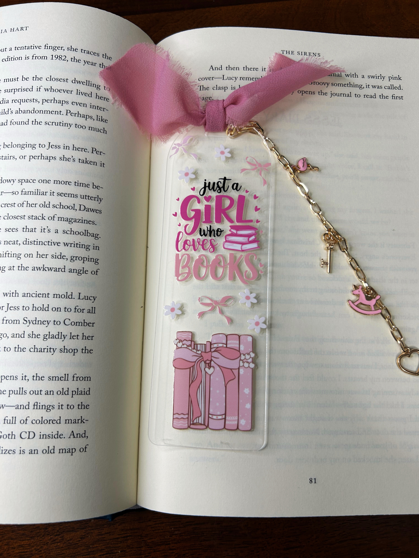 Just a Girl Who Loves Books Acrylic Charm Bookmark