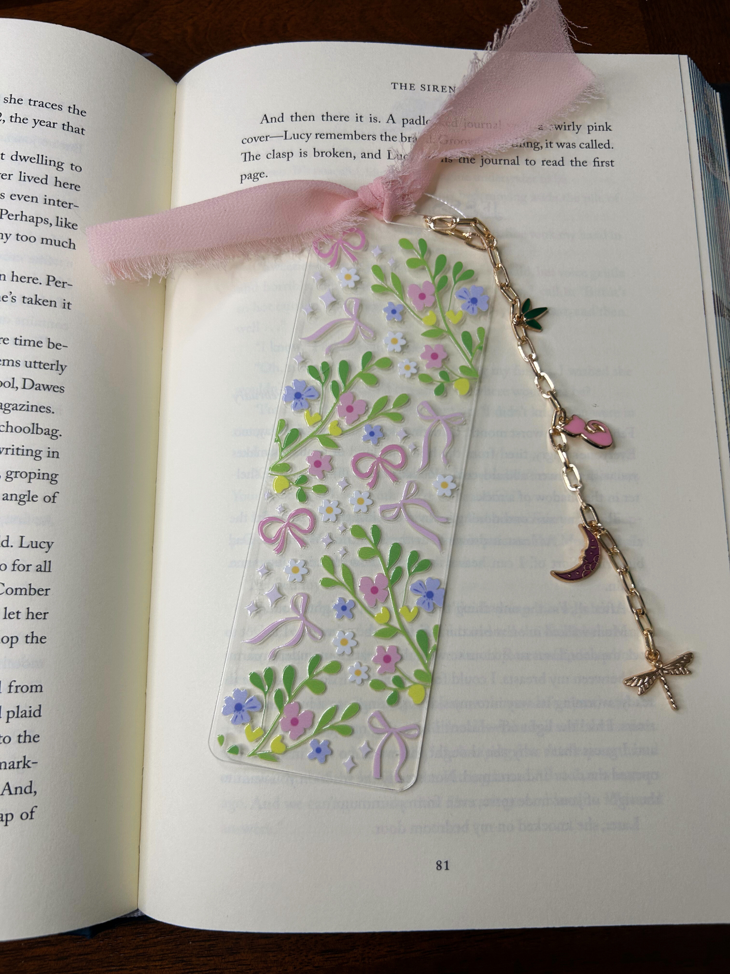 Floral Vines and Bows Acrylic Charm Bookmark