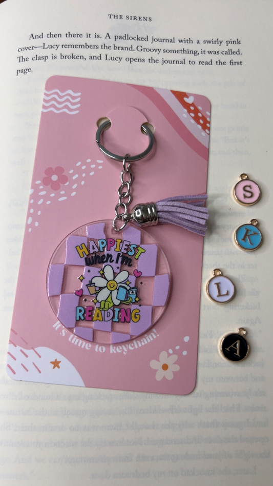 Happiest When I'm Reading Acrylic Tassel Keychain