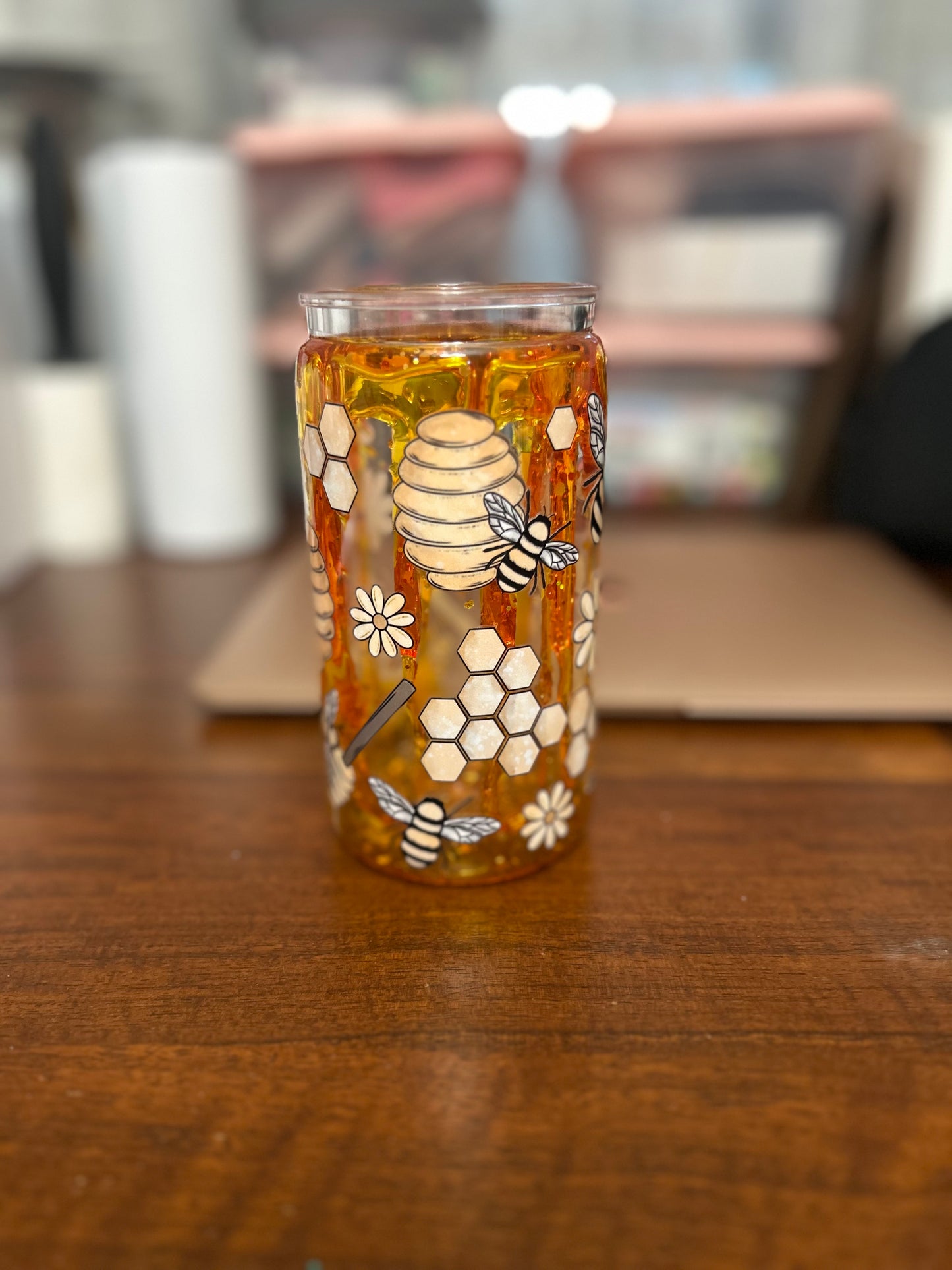 Honey Drip 16 OZ Acrylic Snowglobe Tumbler
