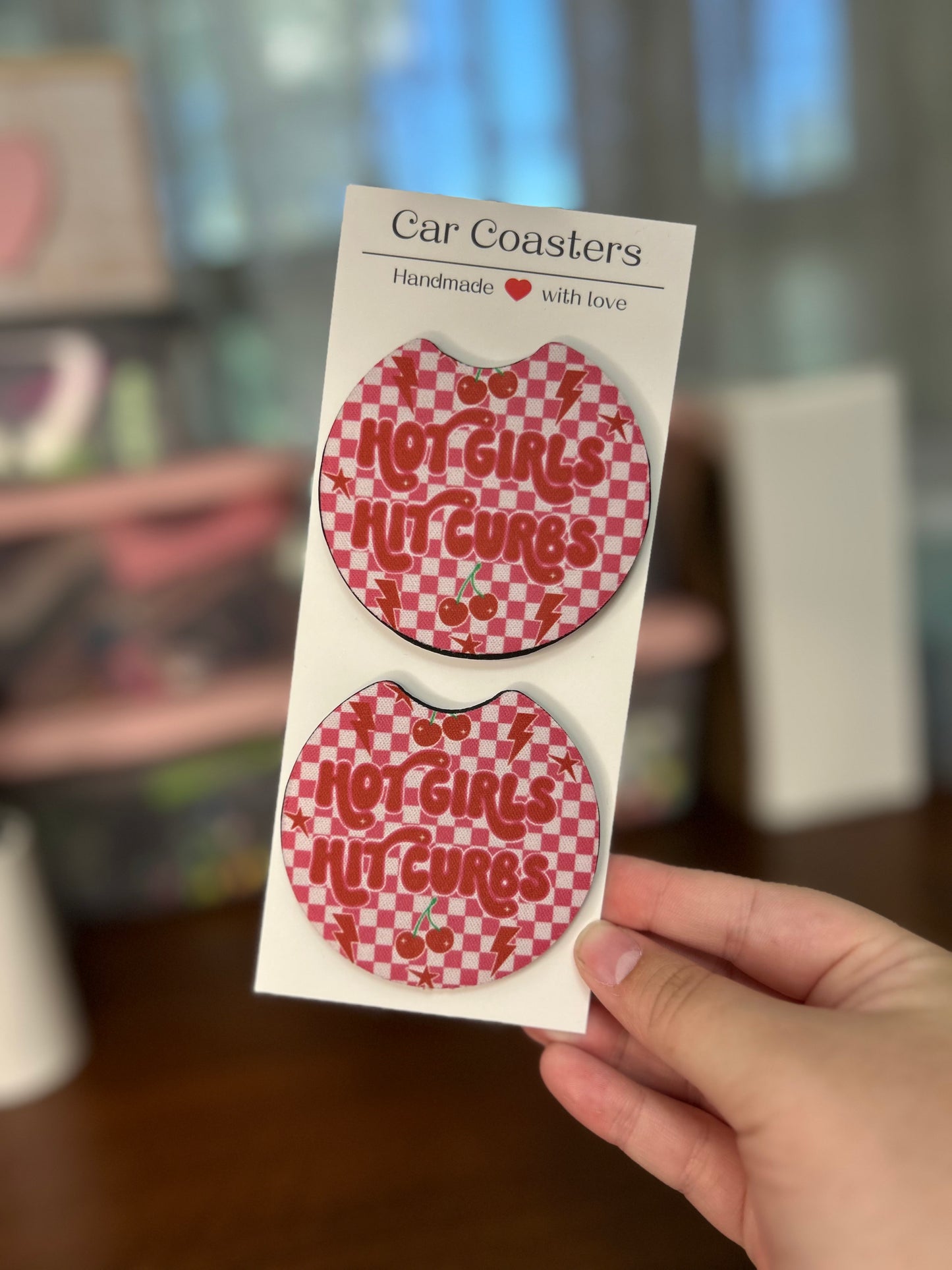 Hot Girls Hit Curbs Sublimation Car Coasters - Set of 2