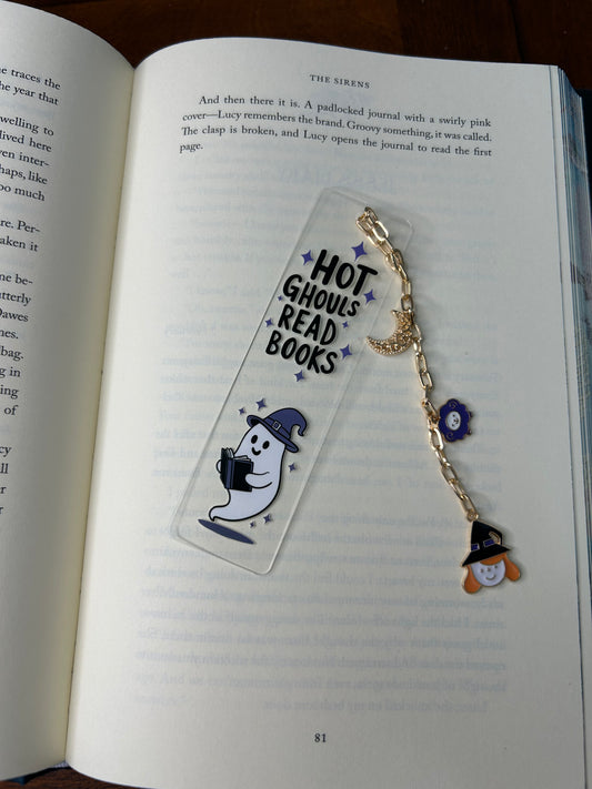 Hot Ghouls Read Books Acrylic Charm Bookmark