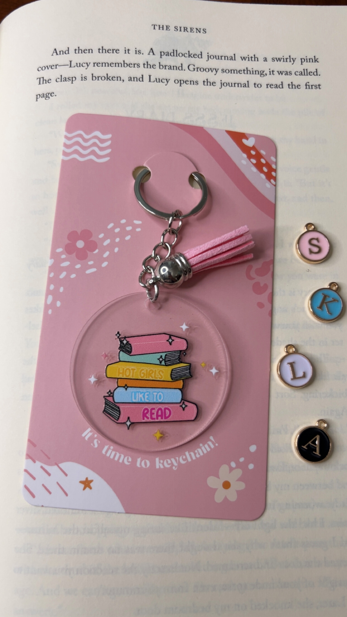 Hot Girls Like to Read Acrylic Tassel Keychain